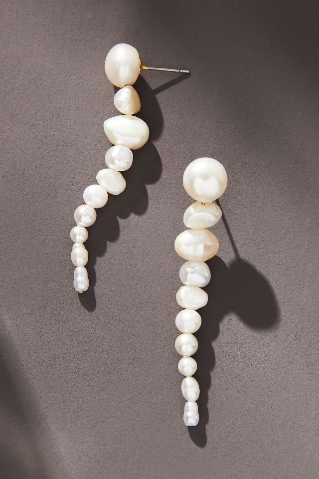 Pearl linear drop on sale earrings