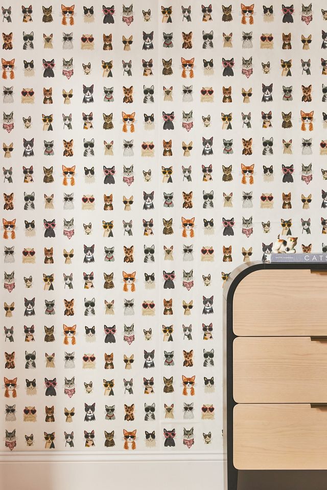 Cool Cats White Multi Peel & Stick Wallpaper - Rifle Paper Co.