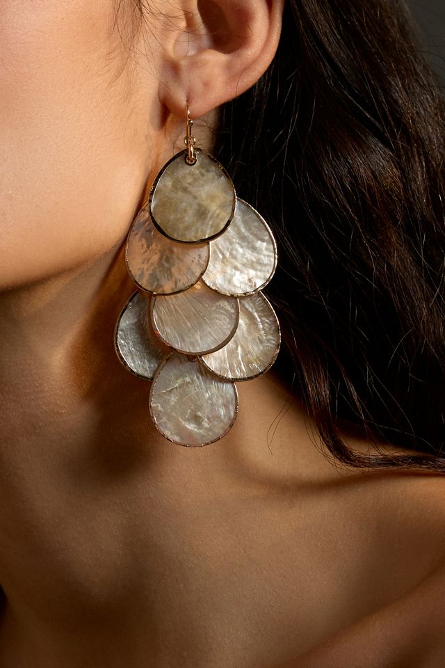 Scalloped Mother-of-Pearl Drop Earrings #1