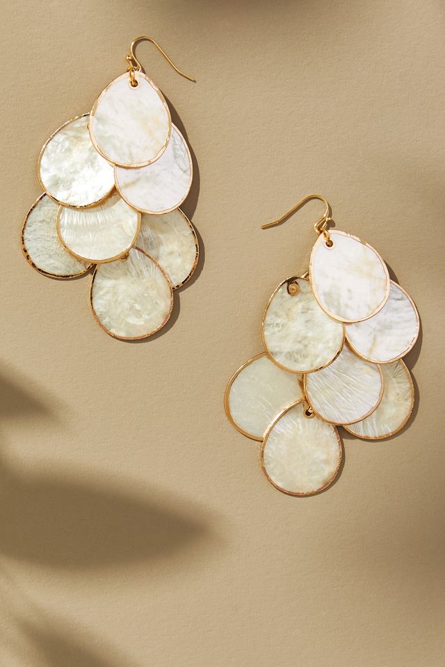 Scalloped Mother-of-Pearl Drop Earrings #2