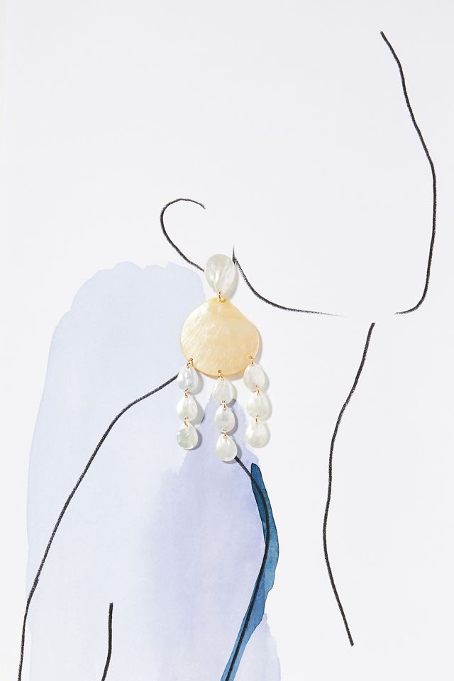 Pearl & Shell Chandelier Earrings #3