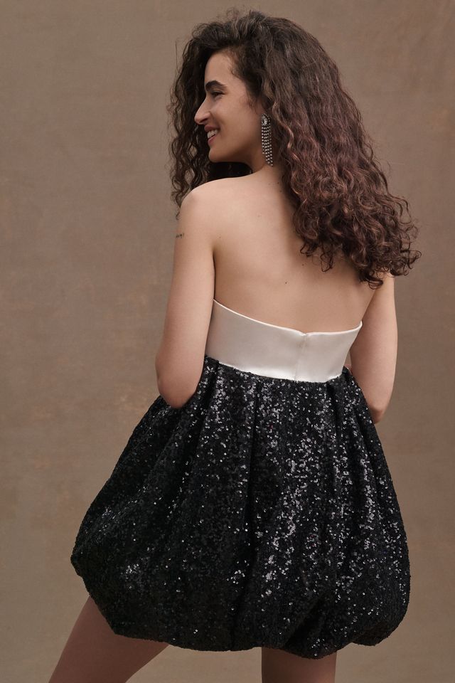 Ronny Kobo Jolita Strapless Sweetheart Sequin Bubble-Hem Mini Dress #1