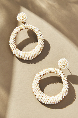 Deepa Gurnani Asta Circle Earrings In White