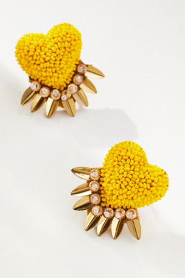 Deepa Gurnani Danika Heart Earrings In Yellow