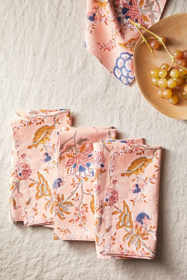 Peach Hydrangea Napkins, Set of 4 #2