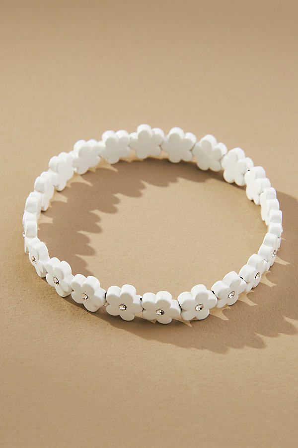 Baublebar Daisy Floral Stretch Bracelet In White
