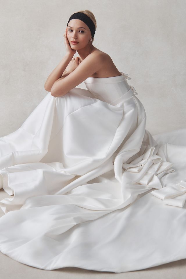 Viktor Rolf for BHLDN Penelope Strapless Bow Back A Line Wedding Gown Anthropologie
