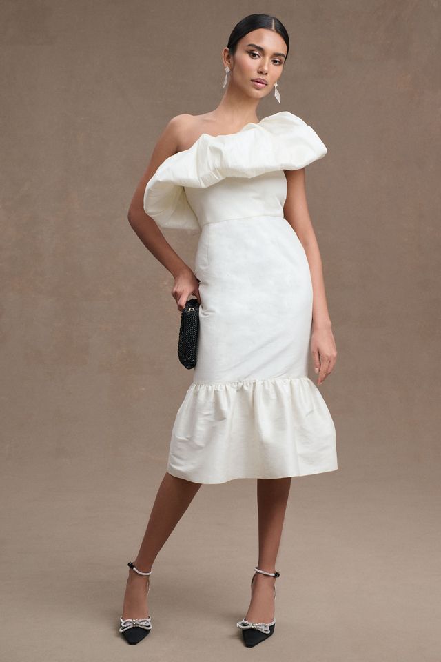 Sachin & Babi Rae One-Shoulder Ruffled Mermaid Midi Dress #1