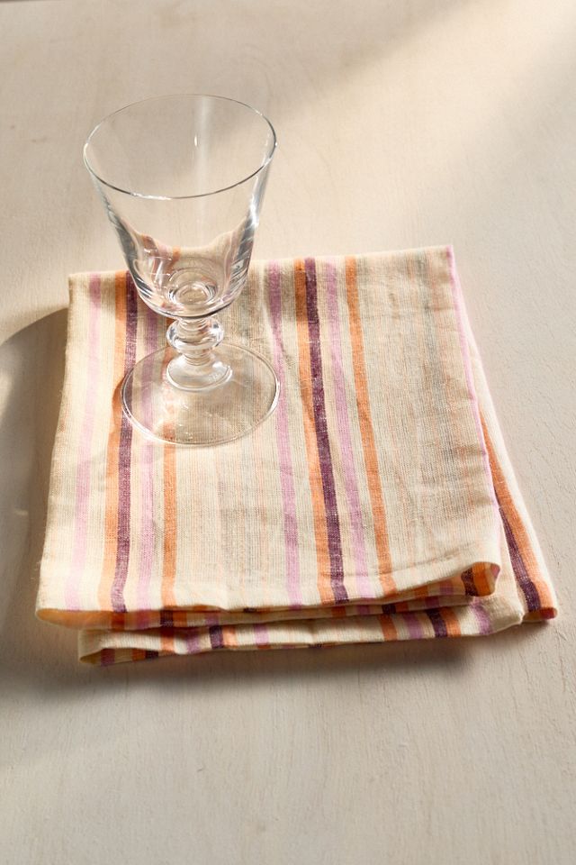 Papaya Stripe Linen Napkin #2