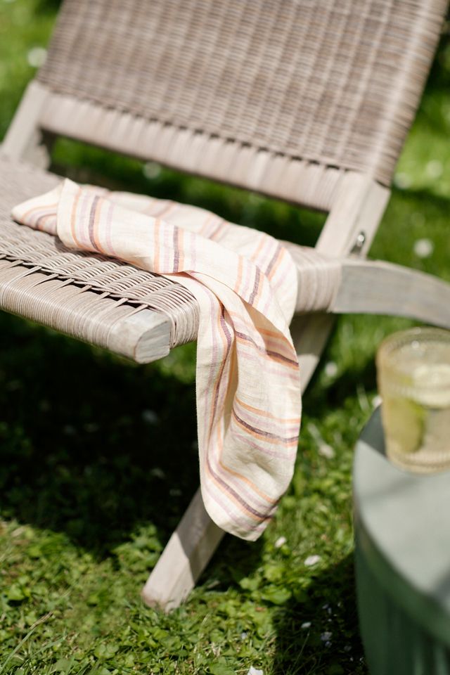 Papaya Stripe Linen Napkin #3
