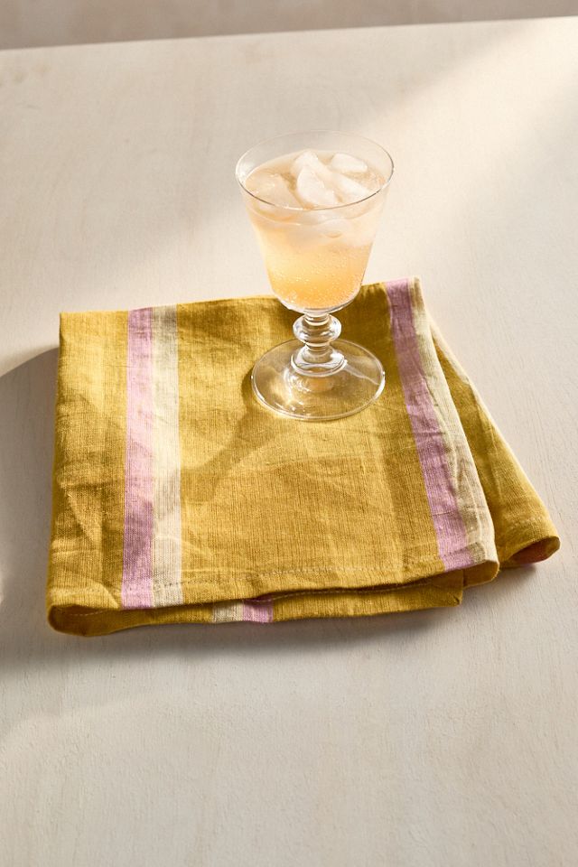 Kiwi Stripe Linen Napkin #1