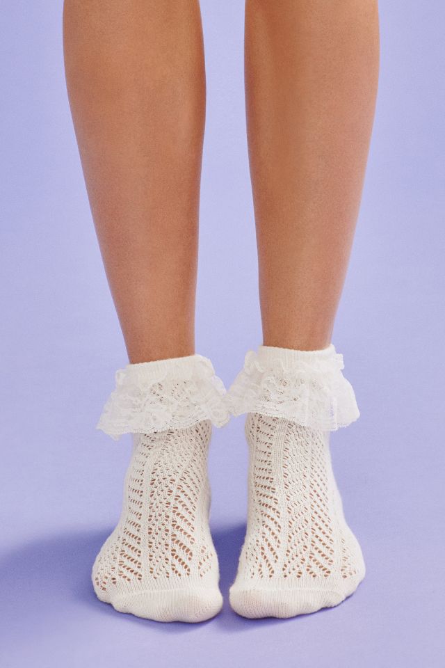 Jefferies Socks White Eyelet Ruffle Socks 2154