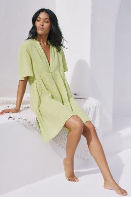 By Anthropologie The Kallie Flowy Tunic Dress In Green