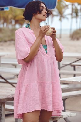 Shop By Anthropologie The Kallie Flowy Tunic Dress In Pink