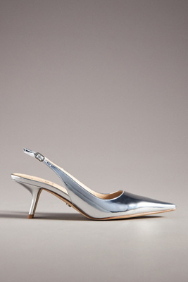 Sam Edelman Women's Bianka 60mm Metallic Leather Slingback Pumps In Silver