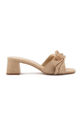 Shop Larroude Brigitte Ruffle Mules In Beige