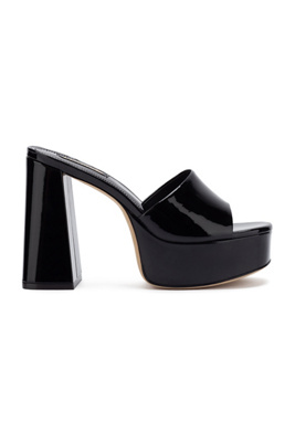 Larroude Dolly Patent Leather Platform Sandals In Black