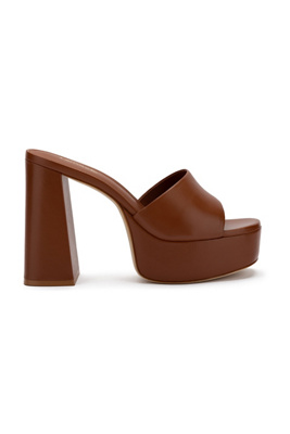 Larroude Dolly Platform Leather Mules In Brown
