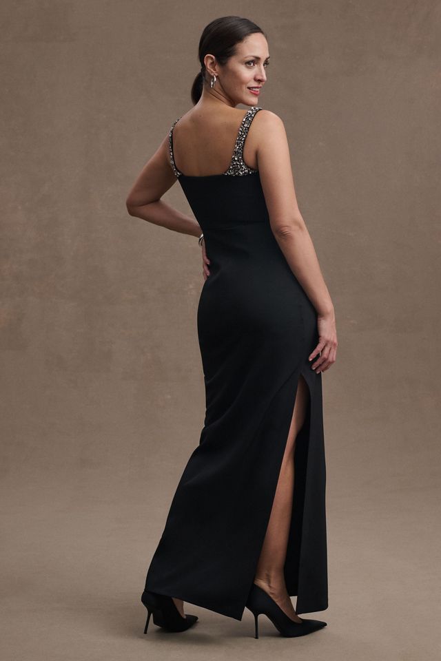 Sachin & Babi Sam Square-Neck Side-Slit Column Gown #2