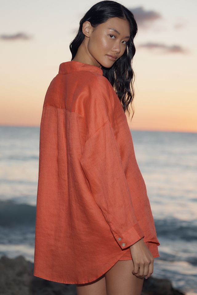 LSPACE Rio Linen Buttondown Tunic Top | Anthropologie