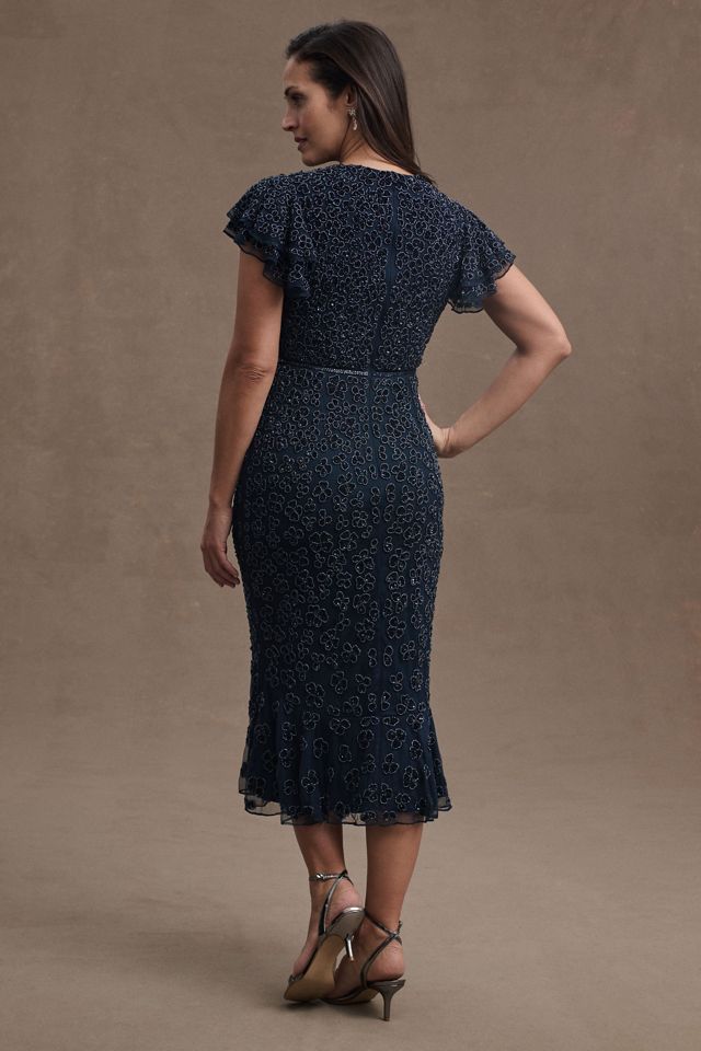 Mac Duggal Maya Beaded Floral Embellished Midi Dress #2