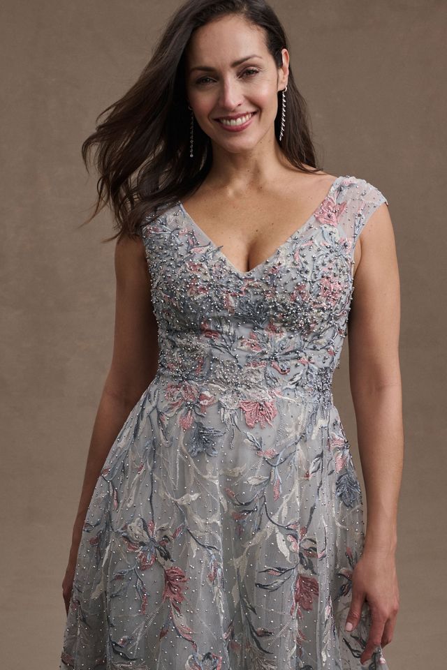 Mac Duggal Emery A-Line Hand-Embroidered V-Neck Gown #1