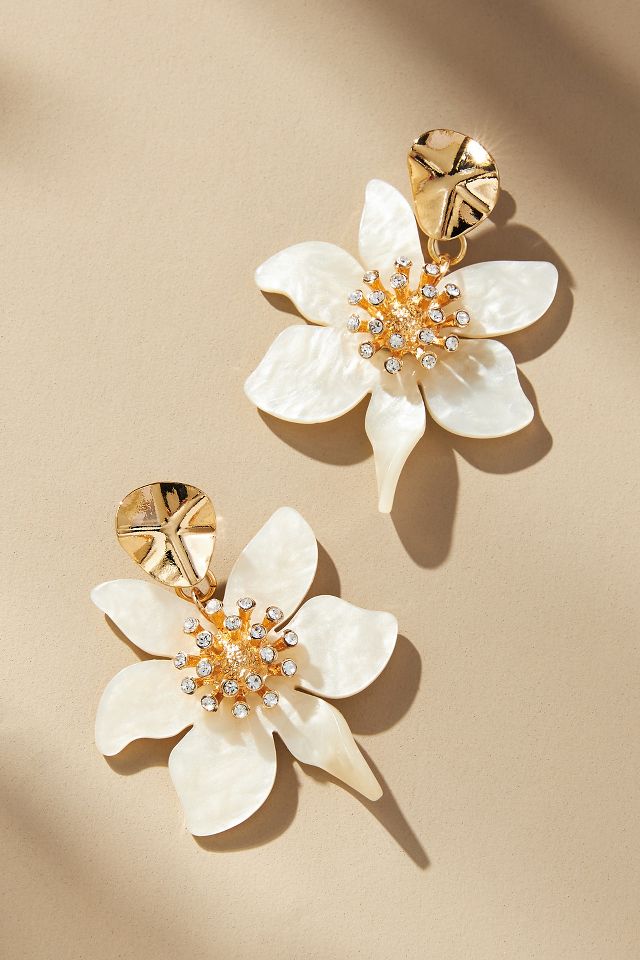 Crystal Flower Drop Earrings | Anthropologie