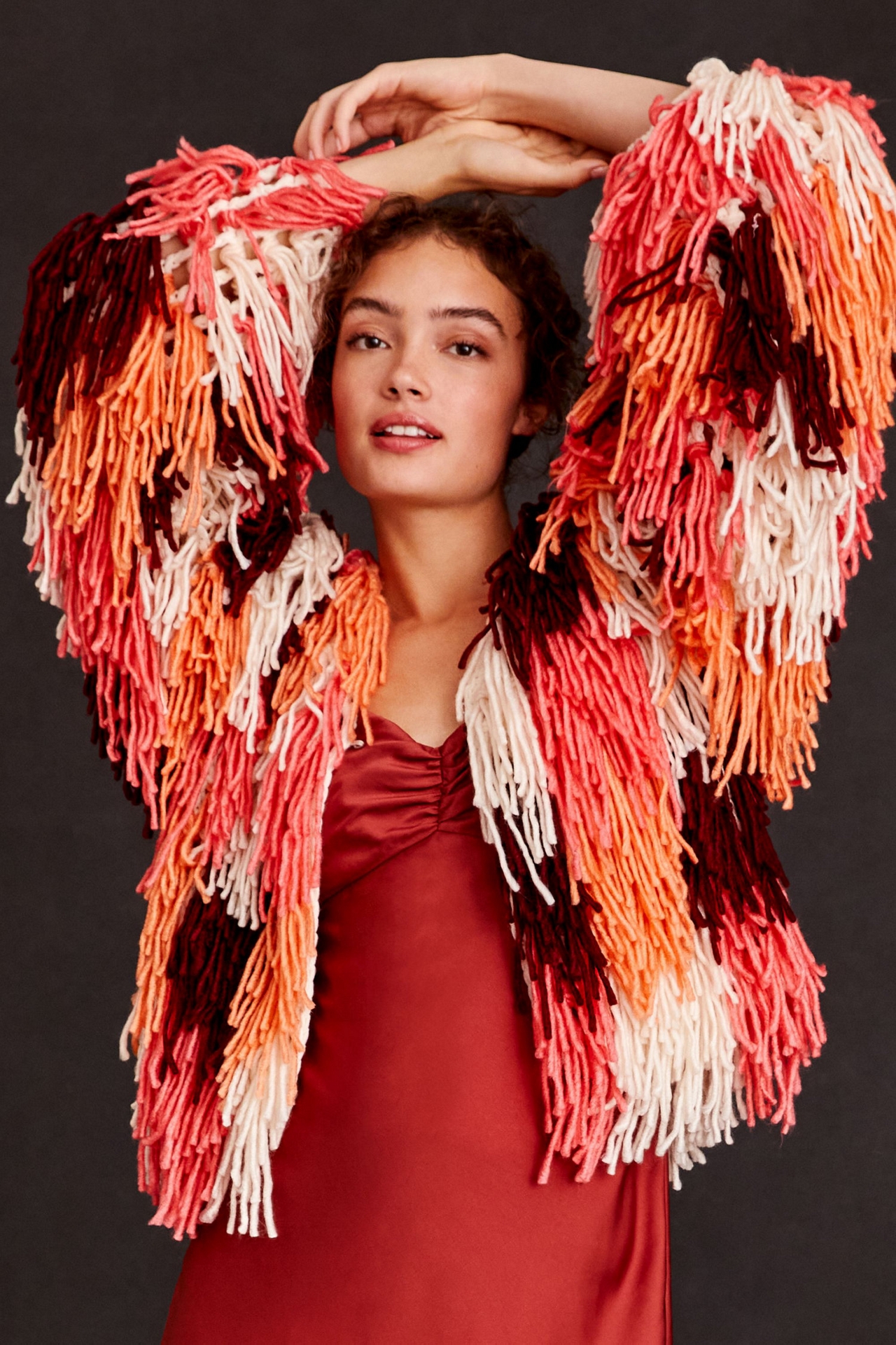 Fringed Colorblock Cardigan