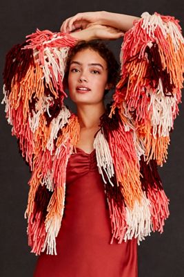 Fringed Colorblock Cardigan