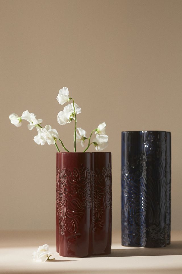 Gemma Etched Ceramic Vase, Medium #1