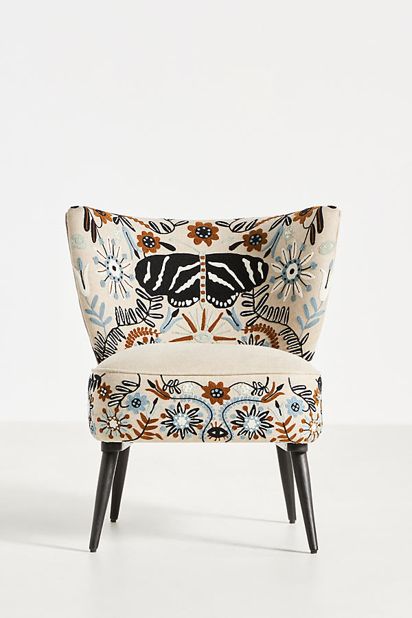 Anthropologie Kaia Embroidered Petite Accent Chair In Assorted