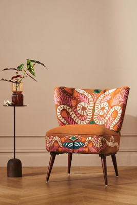 Anthropologie Kaia Embroidered Petite Accent Chair In Assorted