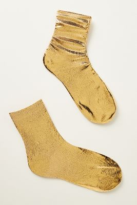 Maria La Rosa Laminated One Socks In Gold