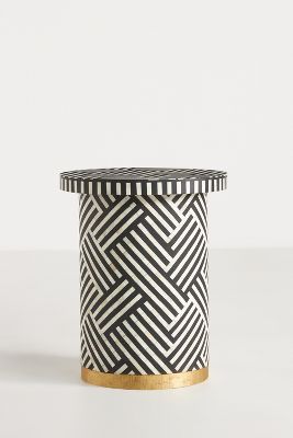 Anthropologie Optical Inlay Side Table In Black