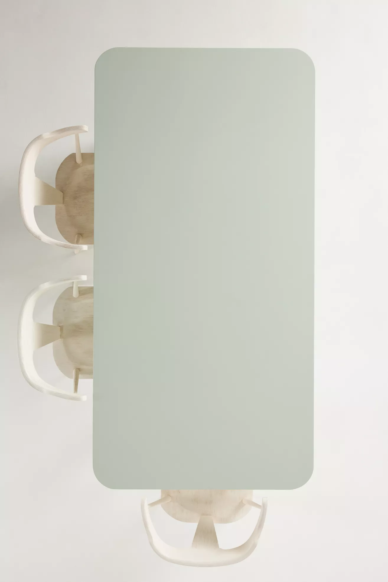 Top-down view of table with two chairs