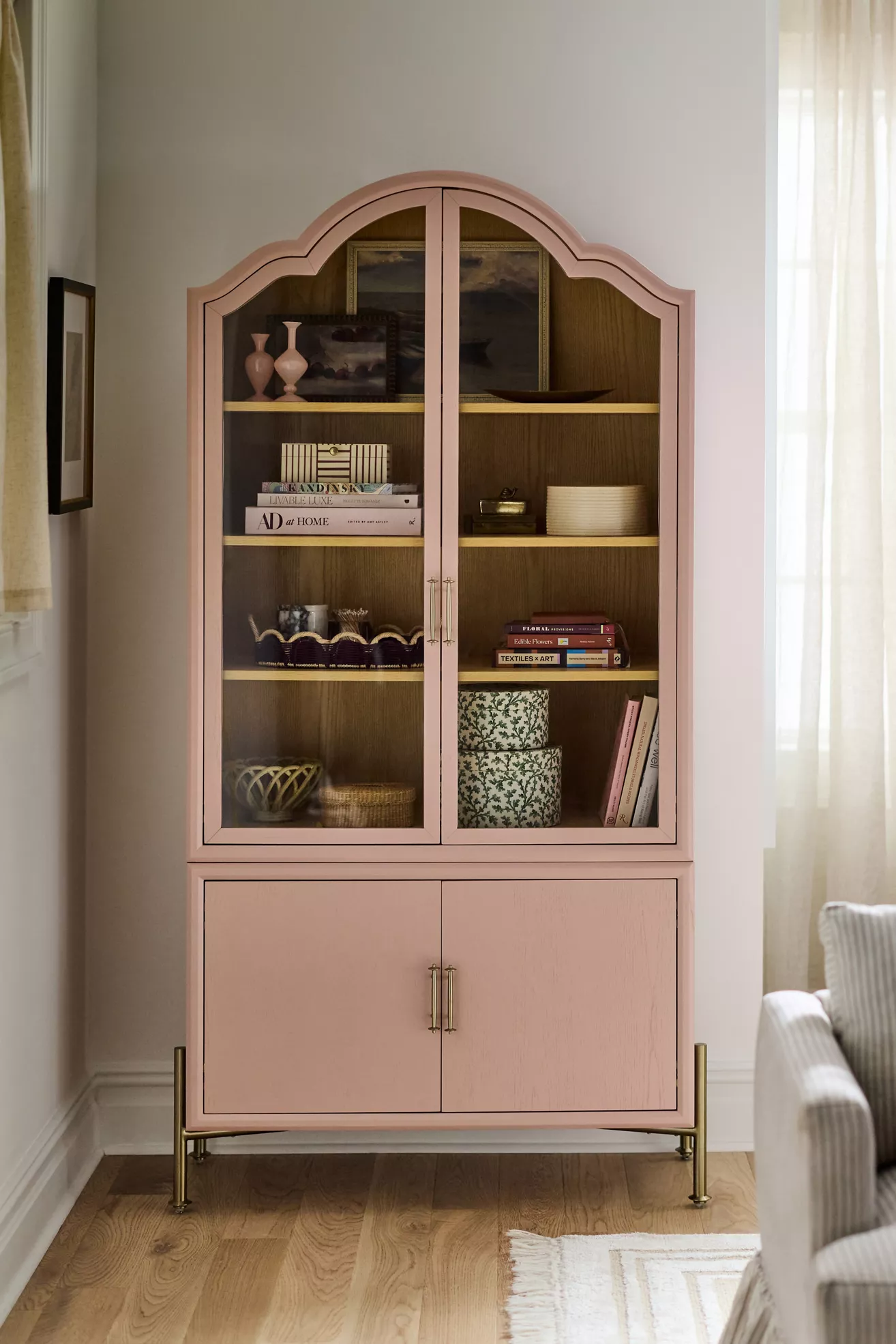 Livia 78"  Glass & Wood Storage Hutch