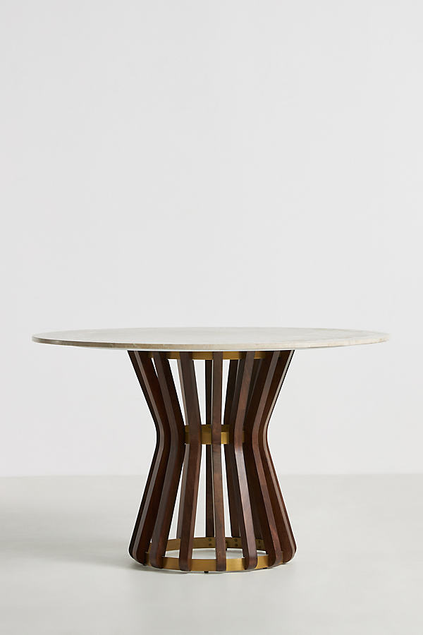Asta Acacia Wood Marble-Top Round Dining Table