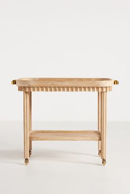 Anthropologie Norma Oak Bar Cart Trolley