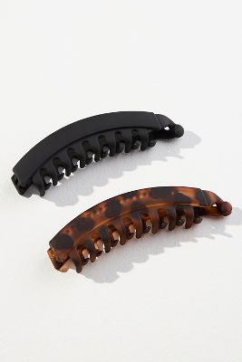 Kitsch Matte Banana Clips Set Of 2 In Black