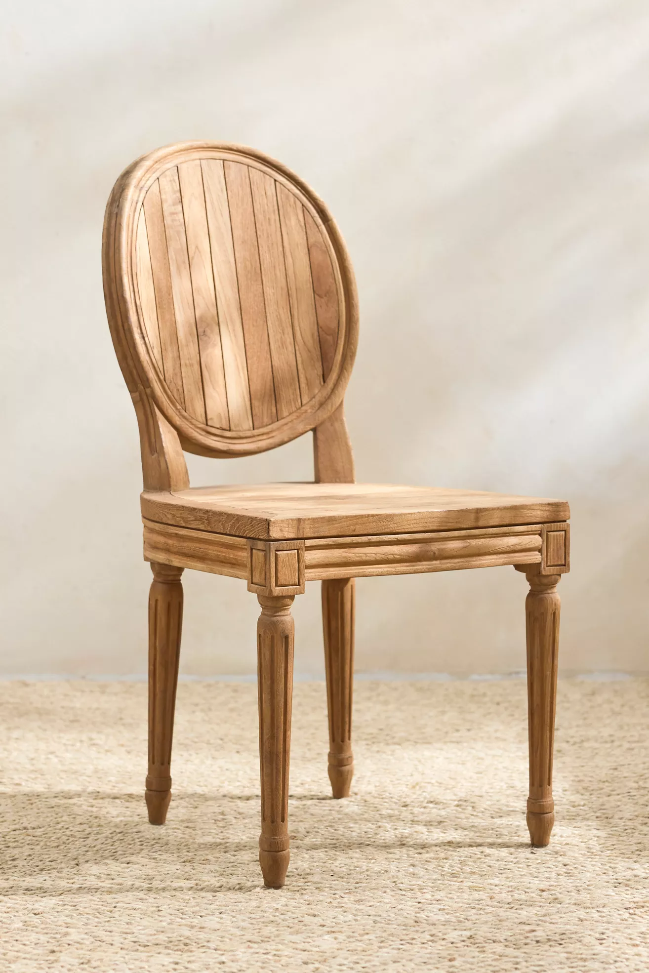Close-up of oval-back chair front view