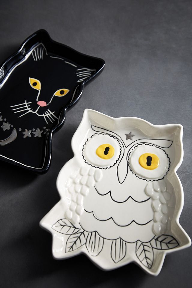 Francesca Kaye for Anthropologie Ceramic Halloween Magic Dessert Plate #1