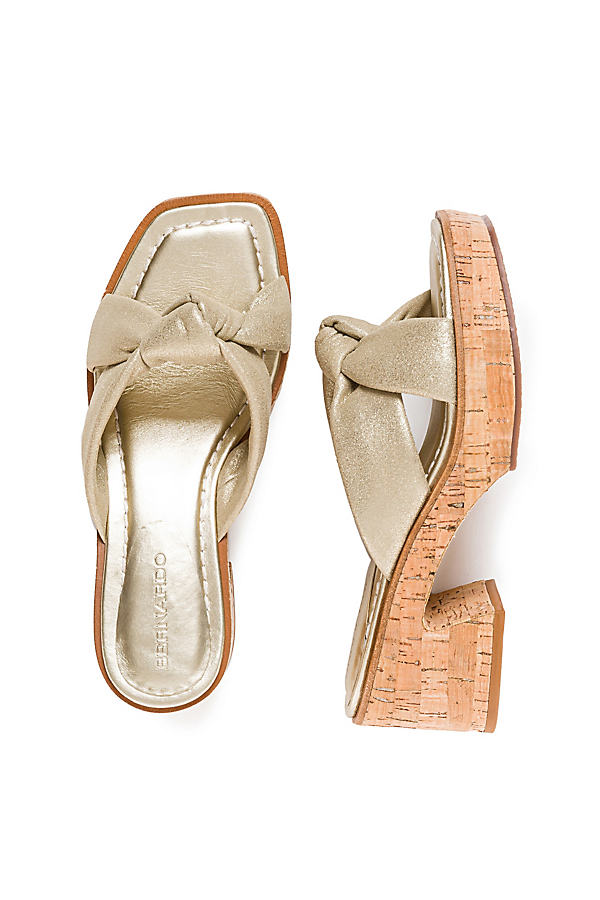 Bernardo Jolie Metallic Knot Platform Sandals In Champagne