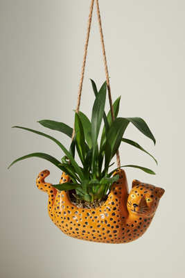 Anthropologie Cheetah Hanging Planter In Orange