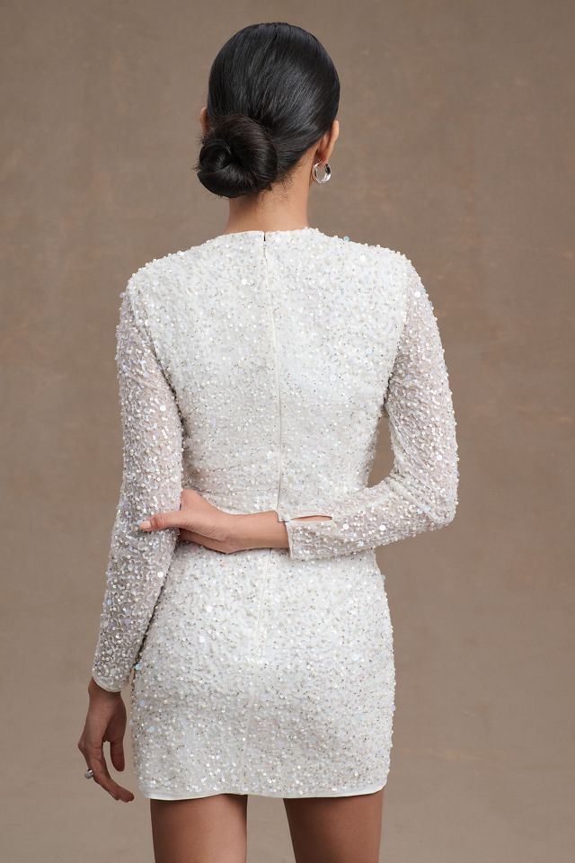 BHLDN Josie Long-Sleeve Sequined Mini Dress #3