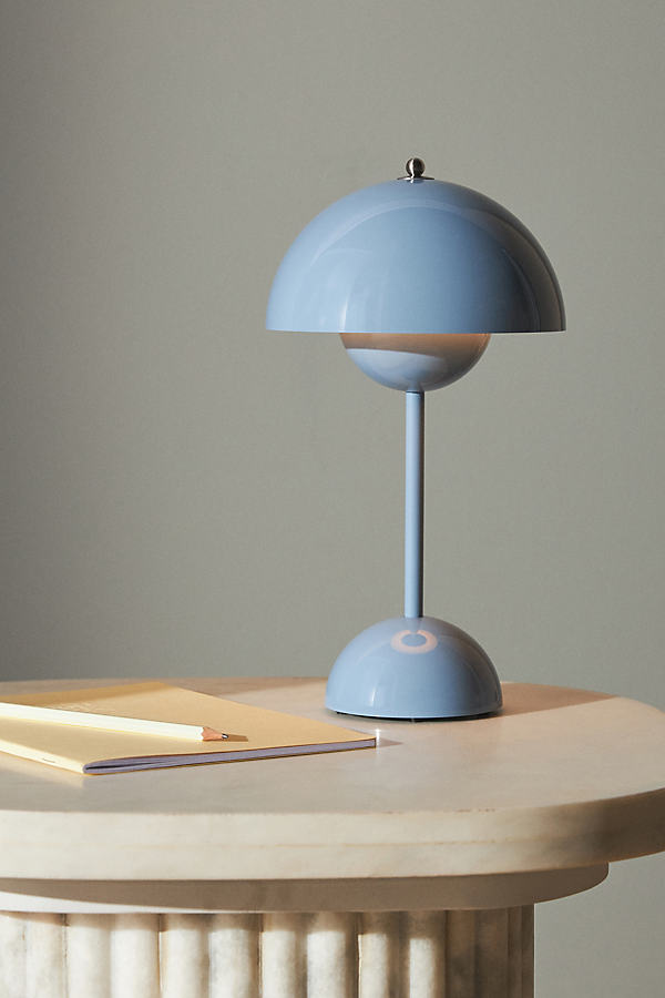 Anthropologie Flowerpot Table Lamp In Blue