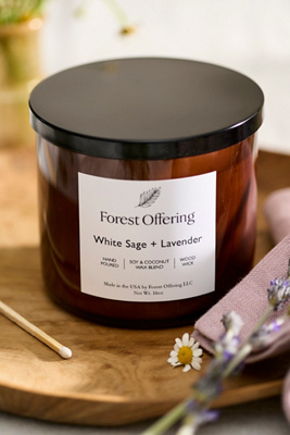 Forest Offering Candle, White Sage + Lavender