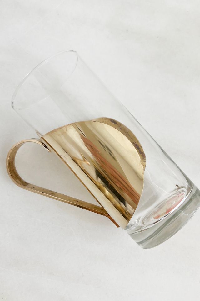 Old Flame Candle Co. Vintage MCM Brass Caged Glassware, Set of 4 #2