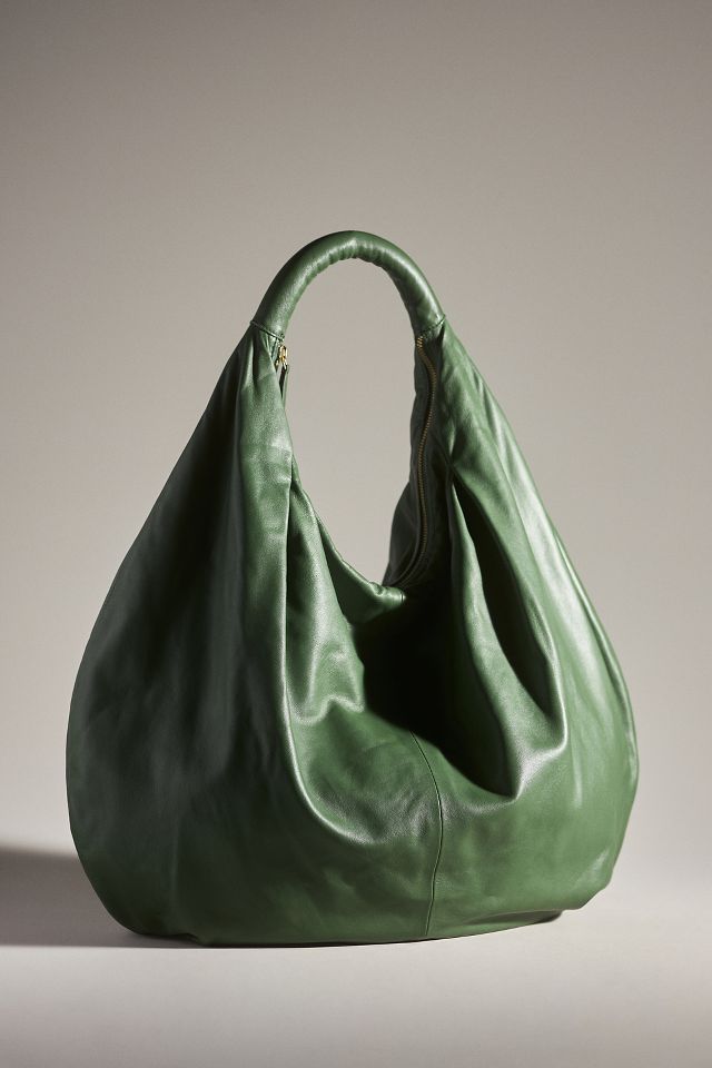 Slouchy Oversized Leather Tote by Anthropologie in Green, Women's