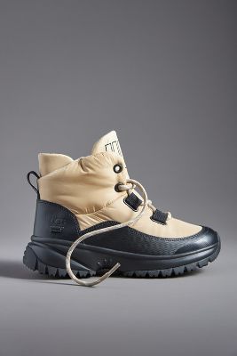 Shop Ugg Yose Puffer Lace-up Hiker Boots In Beige