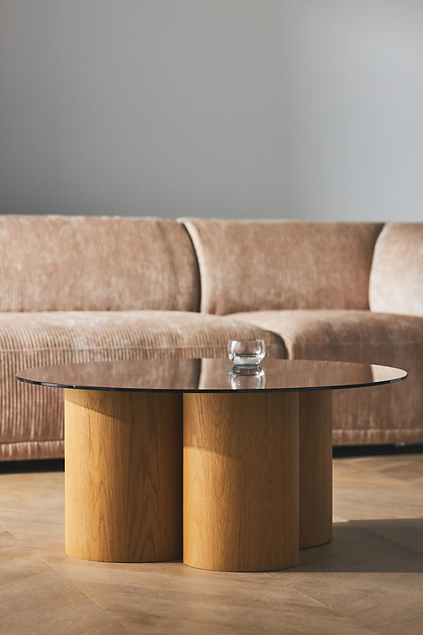 Matcha Glass-Top Round Coffee Table